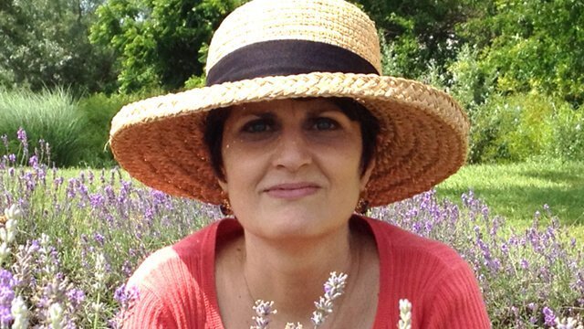 Irene Bojczuk poses in a lavender field on June 17, 2012