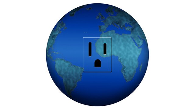 An electrical outlet in a globe