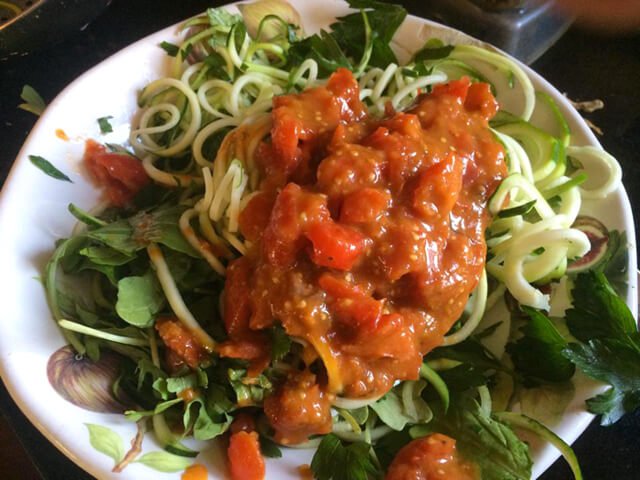 Recipe for Fat-Free Zoodles Marinara from Natalie Markova