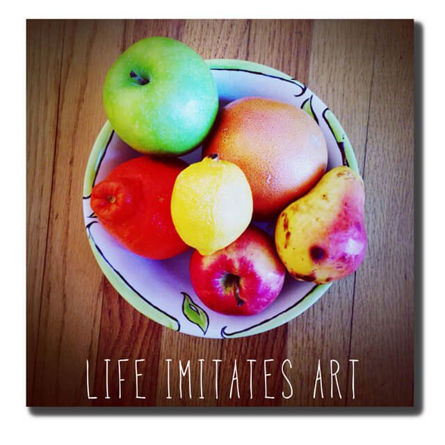 Jenny Lapan's "Life Imitates Art" image of fruits in a bowl