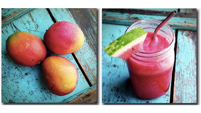 Mangos and watermelon smoothie in photos by Jenny Lapan