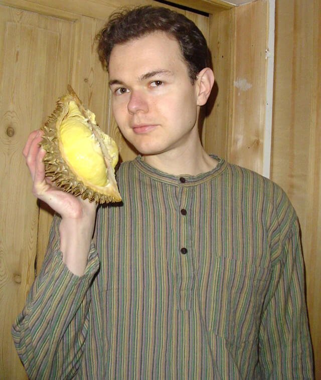 Petr Cech holds a durian circa 2003