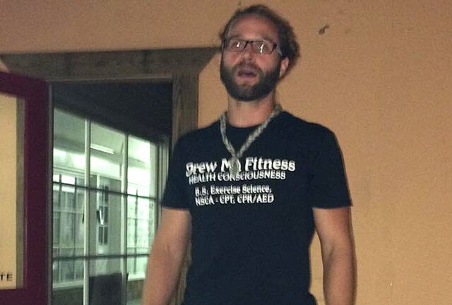 Drew Martin speaks at the September 2015 potluck at Arnold's Way