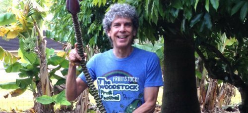 Don Bennett holding namwah bananas - Fruit-Powered