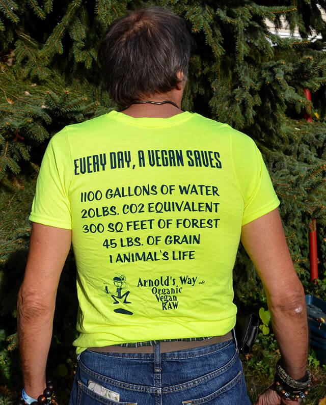 The back side of a Team Vegan T-shirt