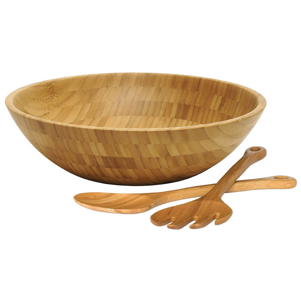 Large Wooden Salad Bowls with Salad Hands Lipper International