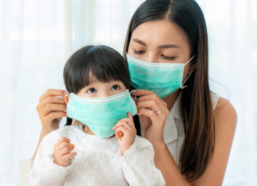Mother and daughter wearing COVID masks - Fruit-Powered